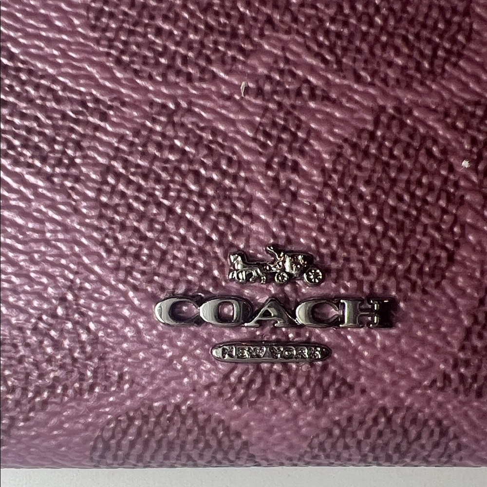 Coach Metallic Purple Pink Card Case - Picture 6 of 10
